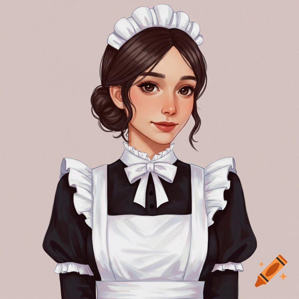 Illustration of a woman in a maid outfit.