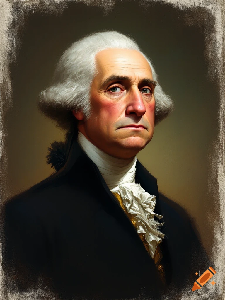 Portrait of George Washington in a historical painting style
