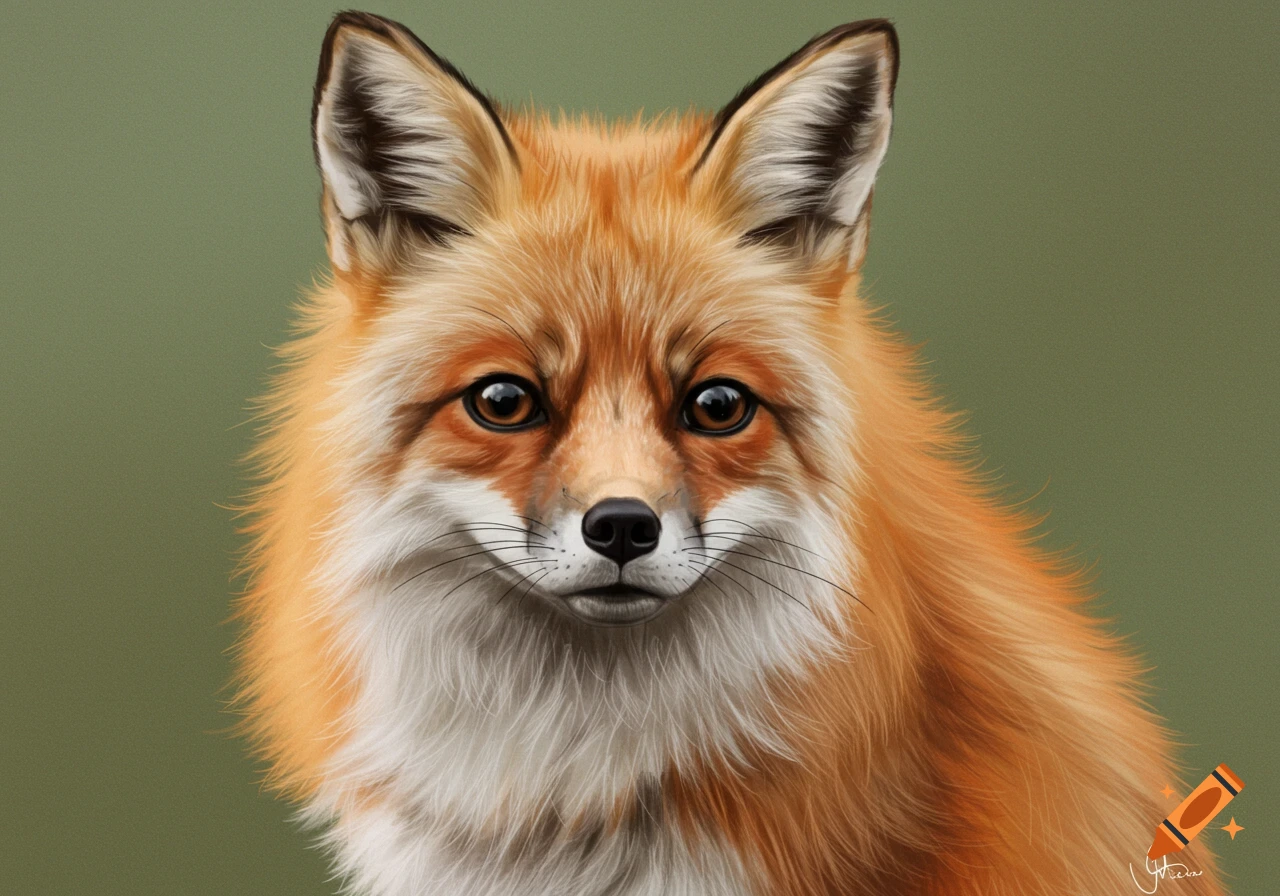 Close-up digital painting of a fox's face