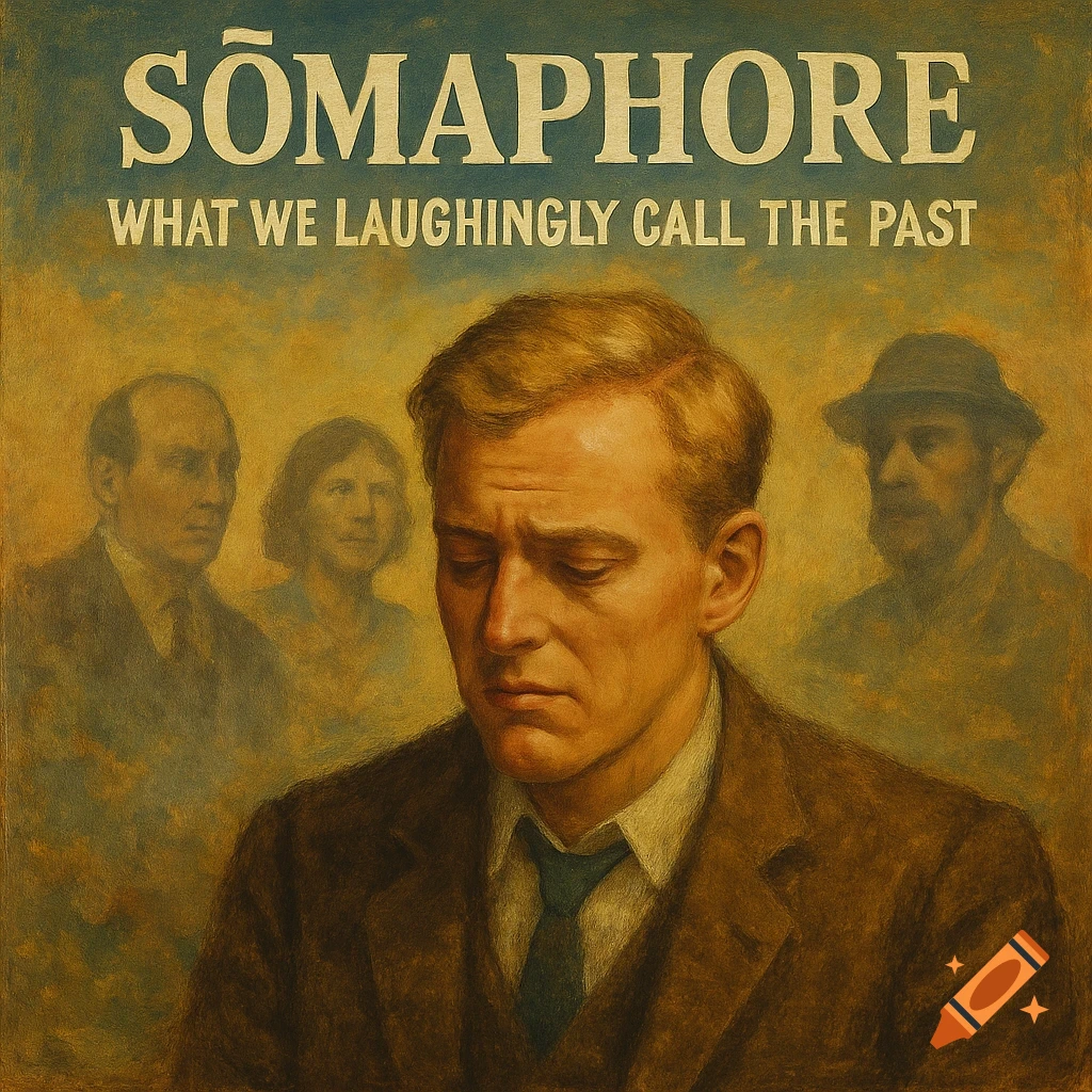 Album cover featuring portraits of three people, with text 'SŌMAPHORE WHAT WE LAUGHINGLY CALL THE PAST' above them, painted style.