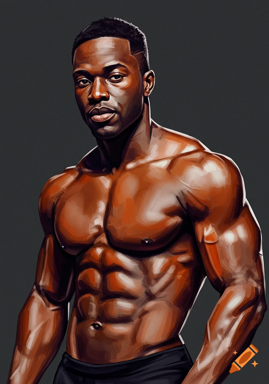 Illustration of a muscular Black man