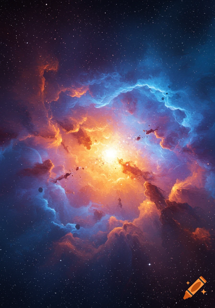 Colorful nebula and stars in deep space.