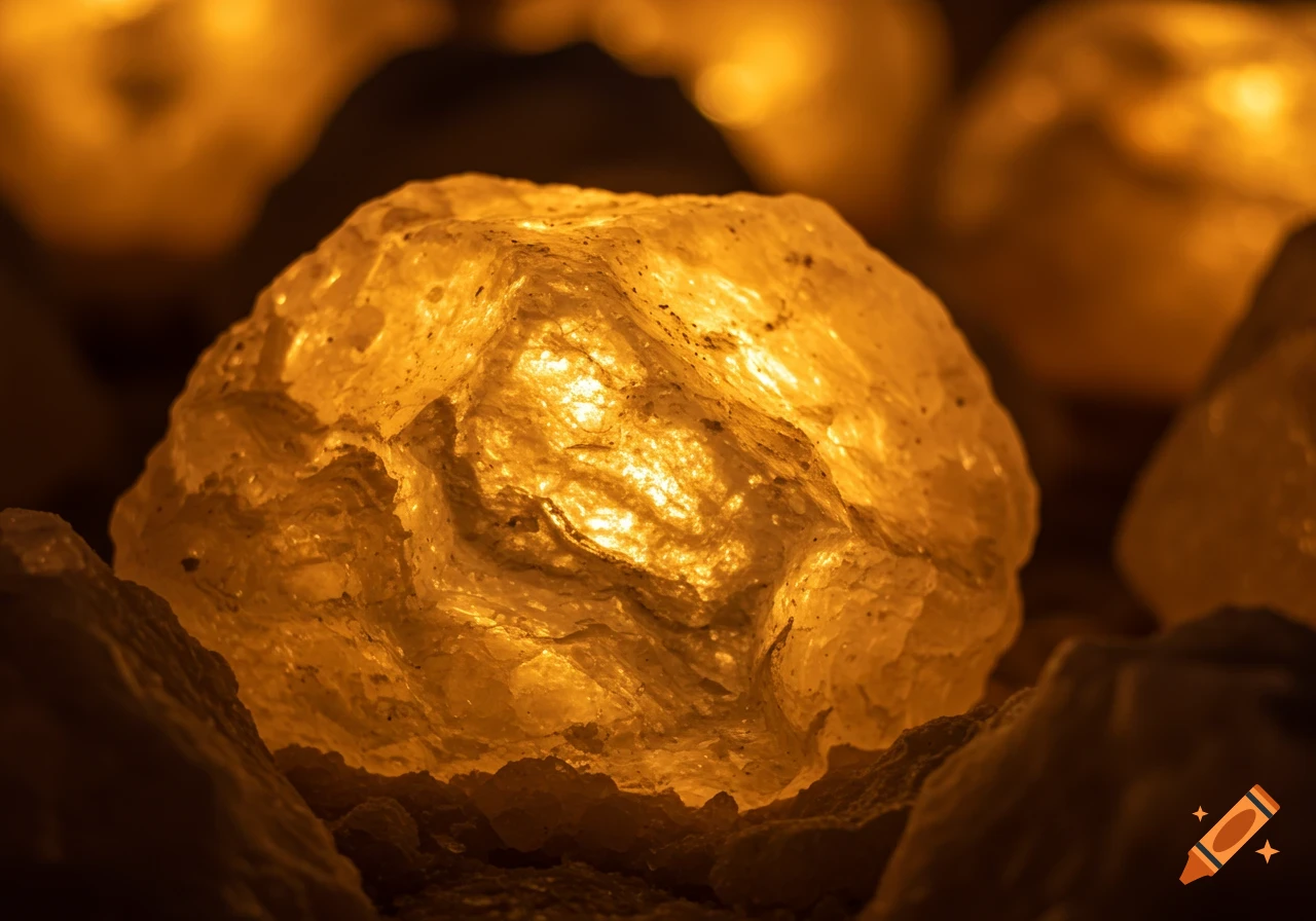 Close-up of backlit salt rocks