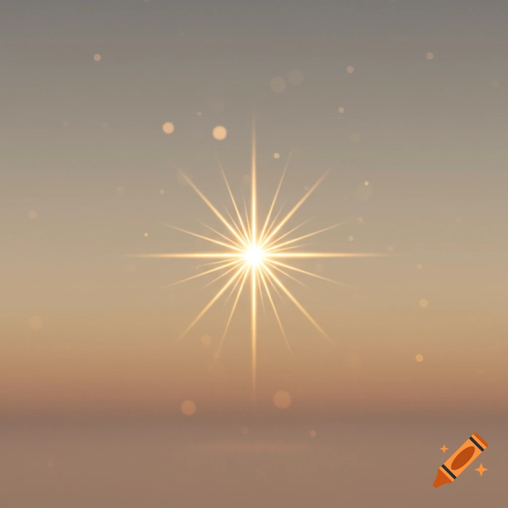 A bright star-like light burst with rays against a soft gradient background.