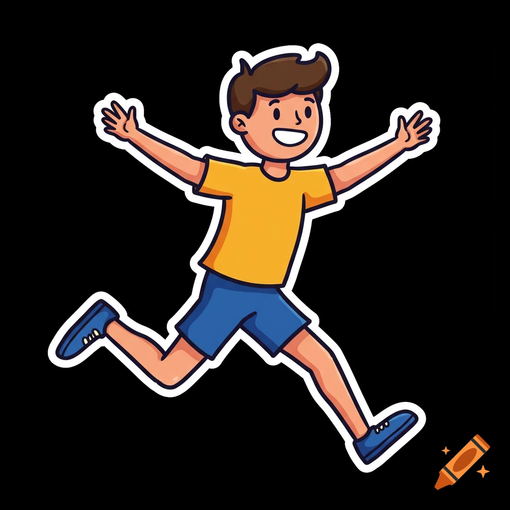 Cartoon boy running with arms open