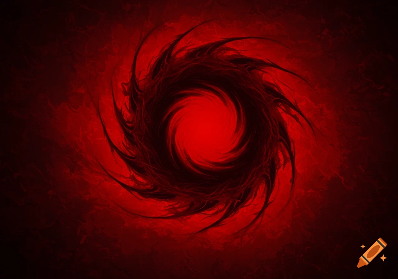 Abstract red and black swirling vortex background