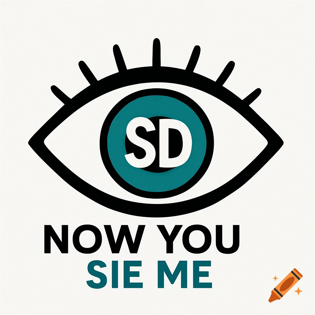 Logo of an eye with SD inside and text reading "Now You Sie Me" below.