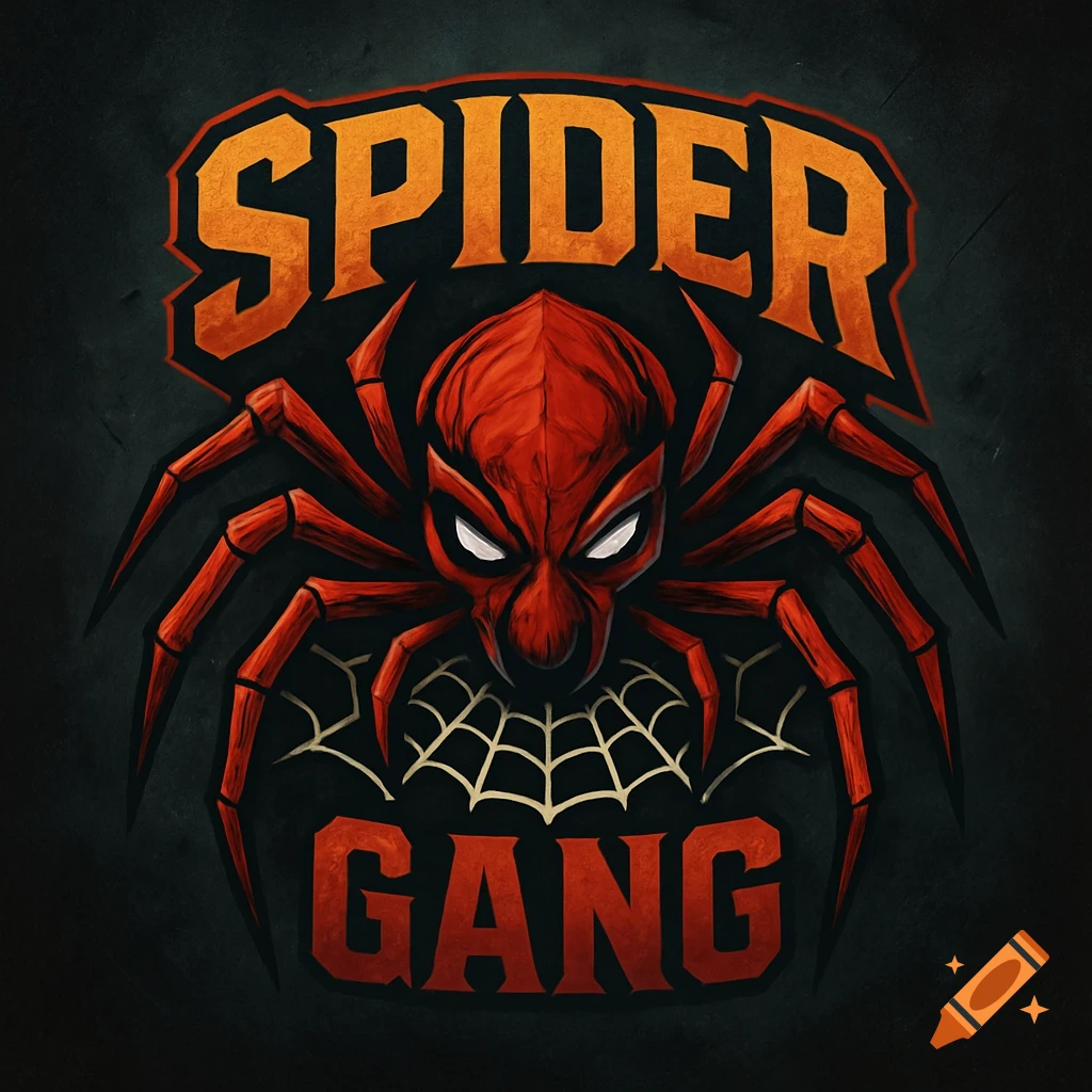 Logo with red spider and text SPIDER GANG