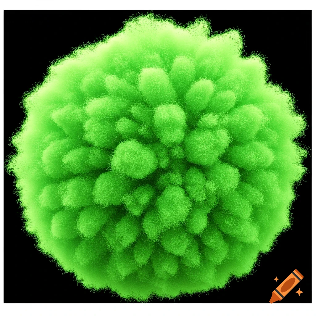 A detailed close-up of light green fuzzy texture against a black background.