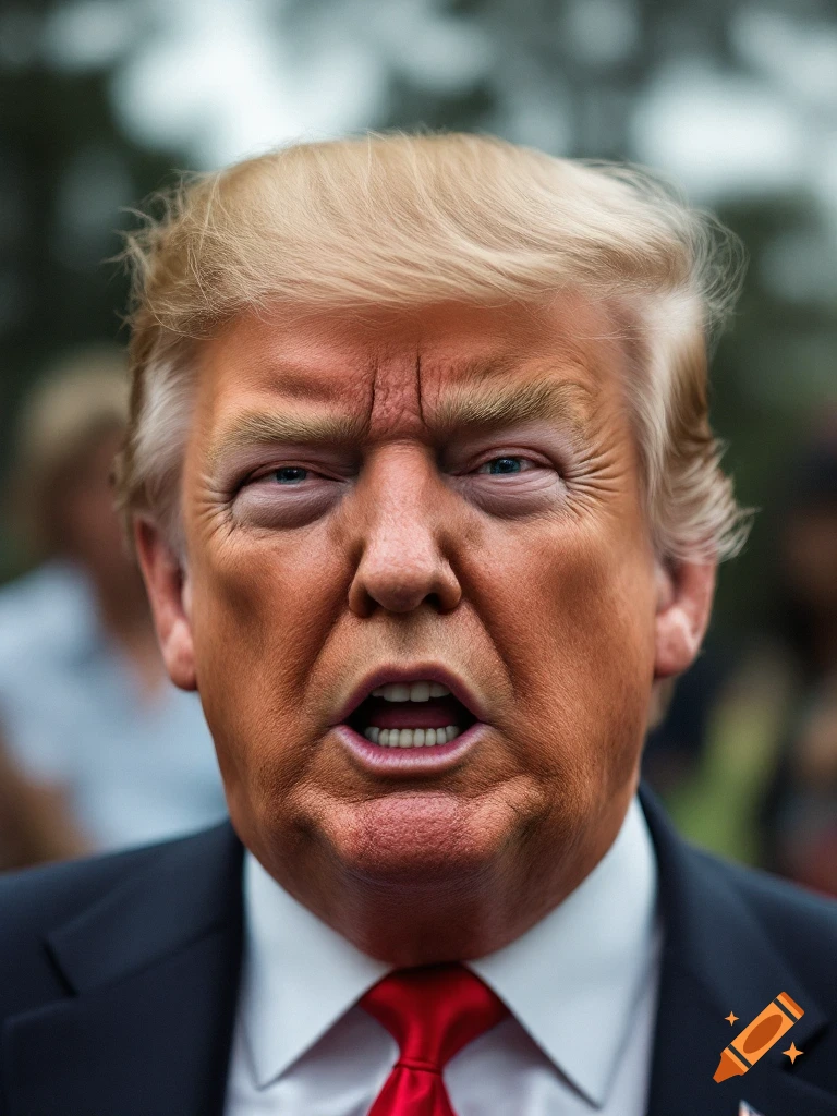 Close-up portrait of Donald Trump speaking