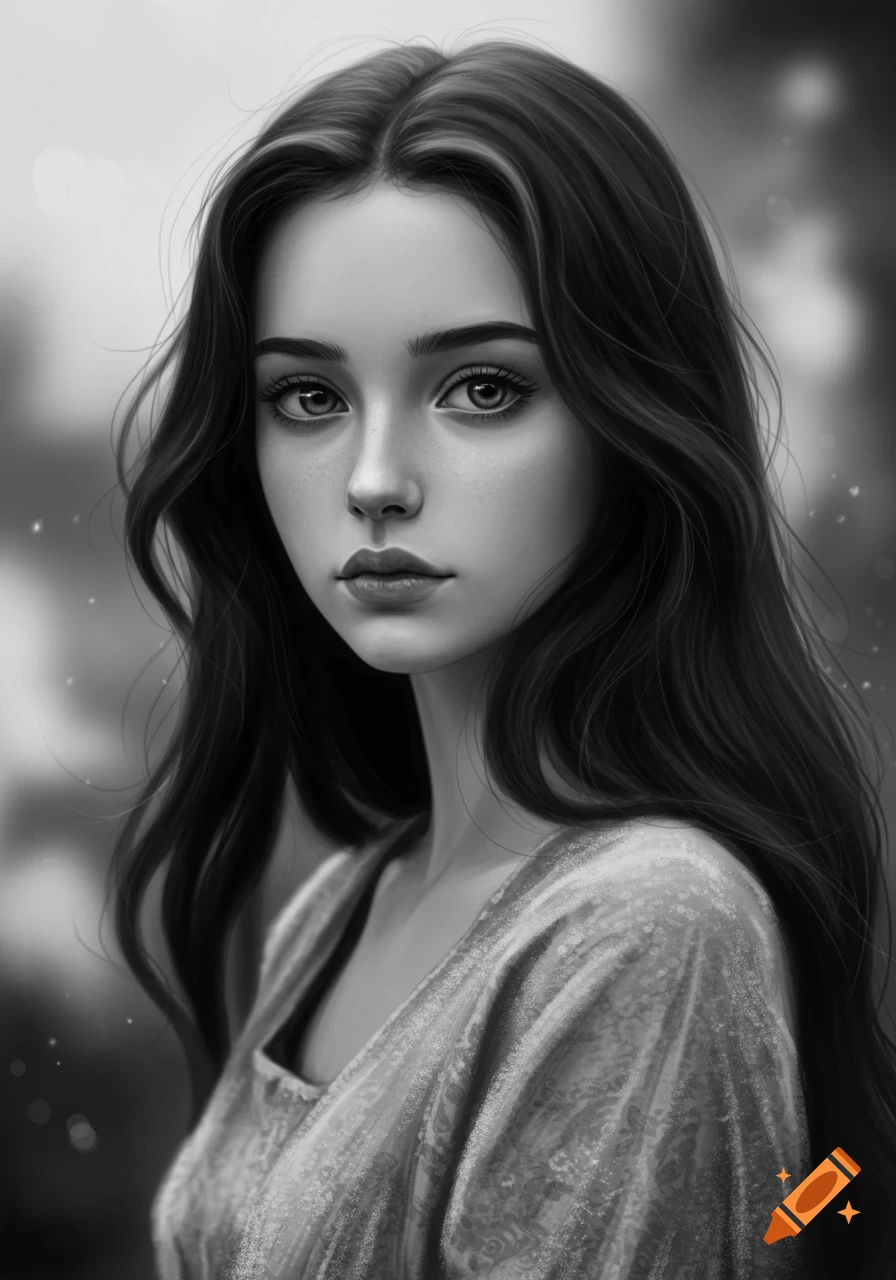 Black and white portrait of a young woman