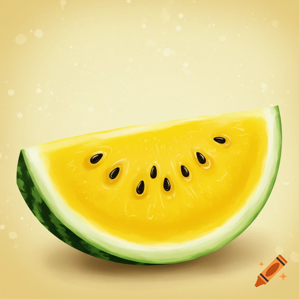 A slice of yellow watermelon.