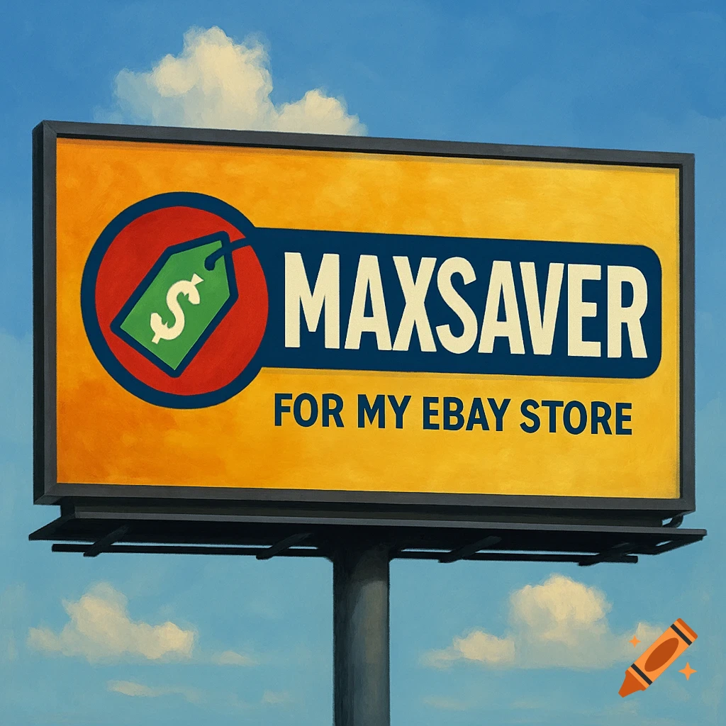 A painted image of a billboard advertising 'MAXSAVER FOR MY EBAY STORE'