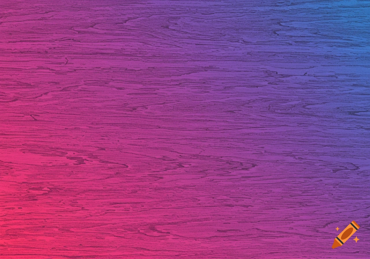 Pink, purple, and blue gradient background with a wood-like texture.