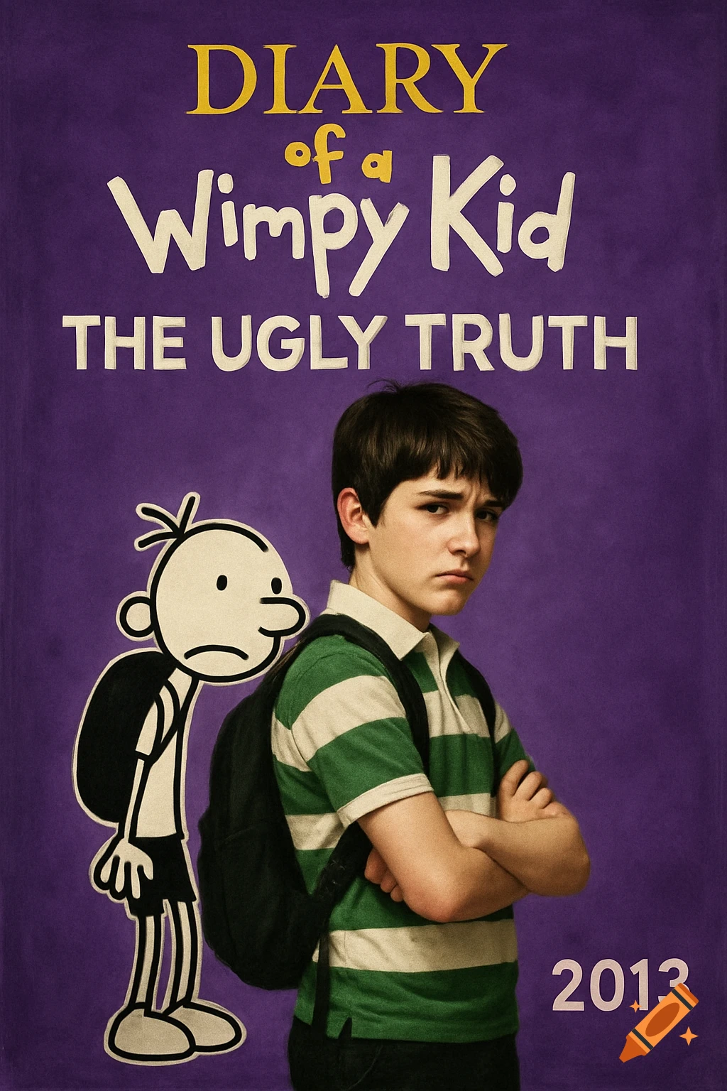 A film poster for Diary of a Wimpy Kid The Ugly Truth, featuring a boy with a backpack and a cartoon character. The year 2013 is displayed.