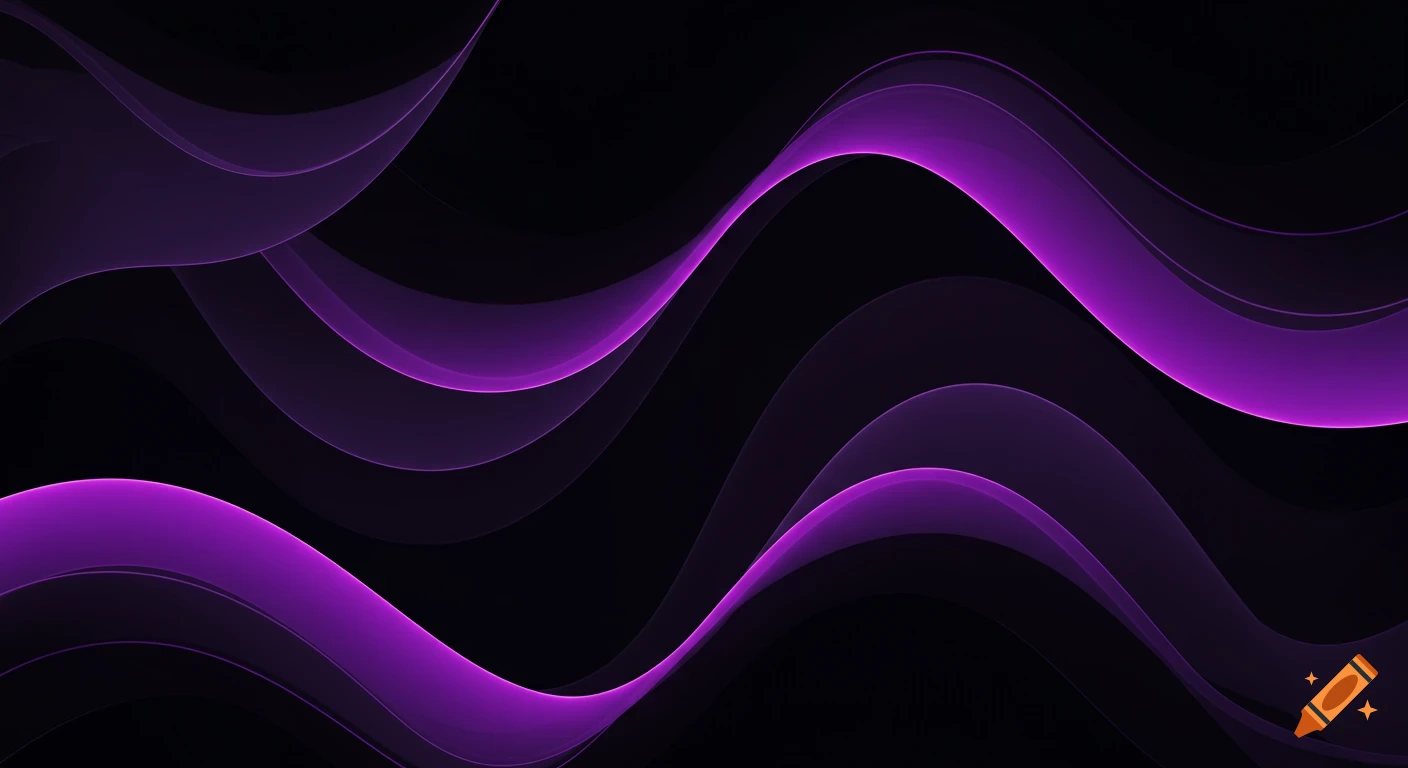 Abstract purple glowing curved lines on a black background