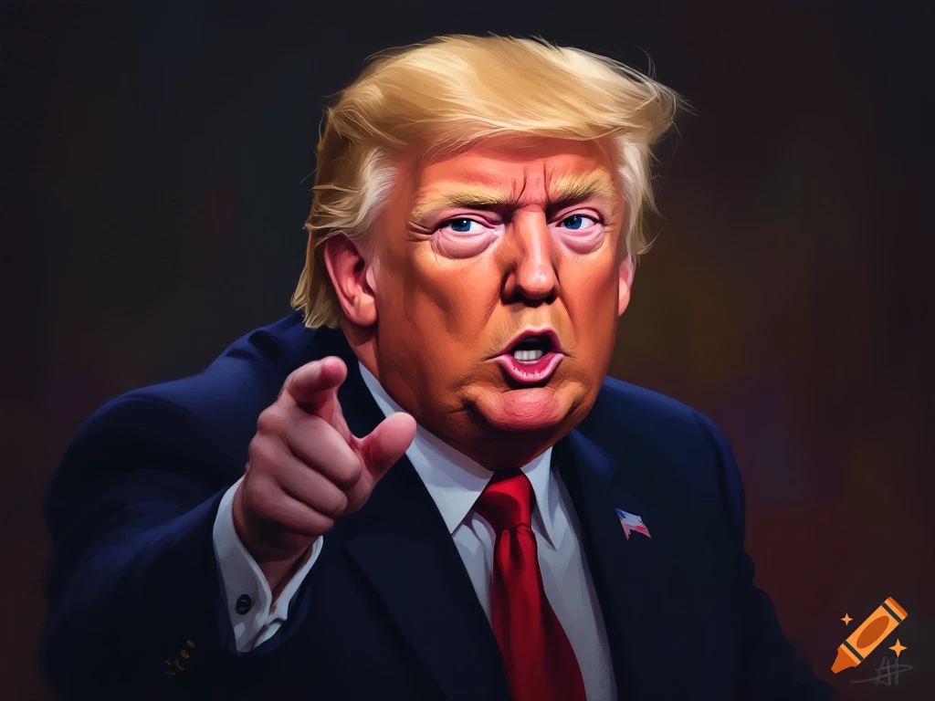 Stylized portrait of Donald Trump pointing forward