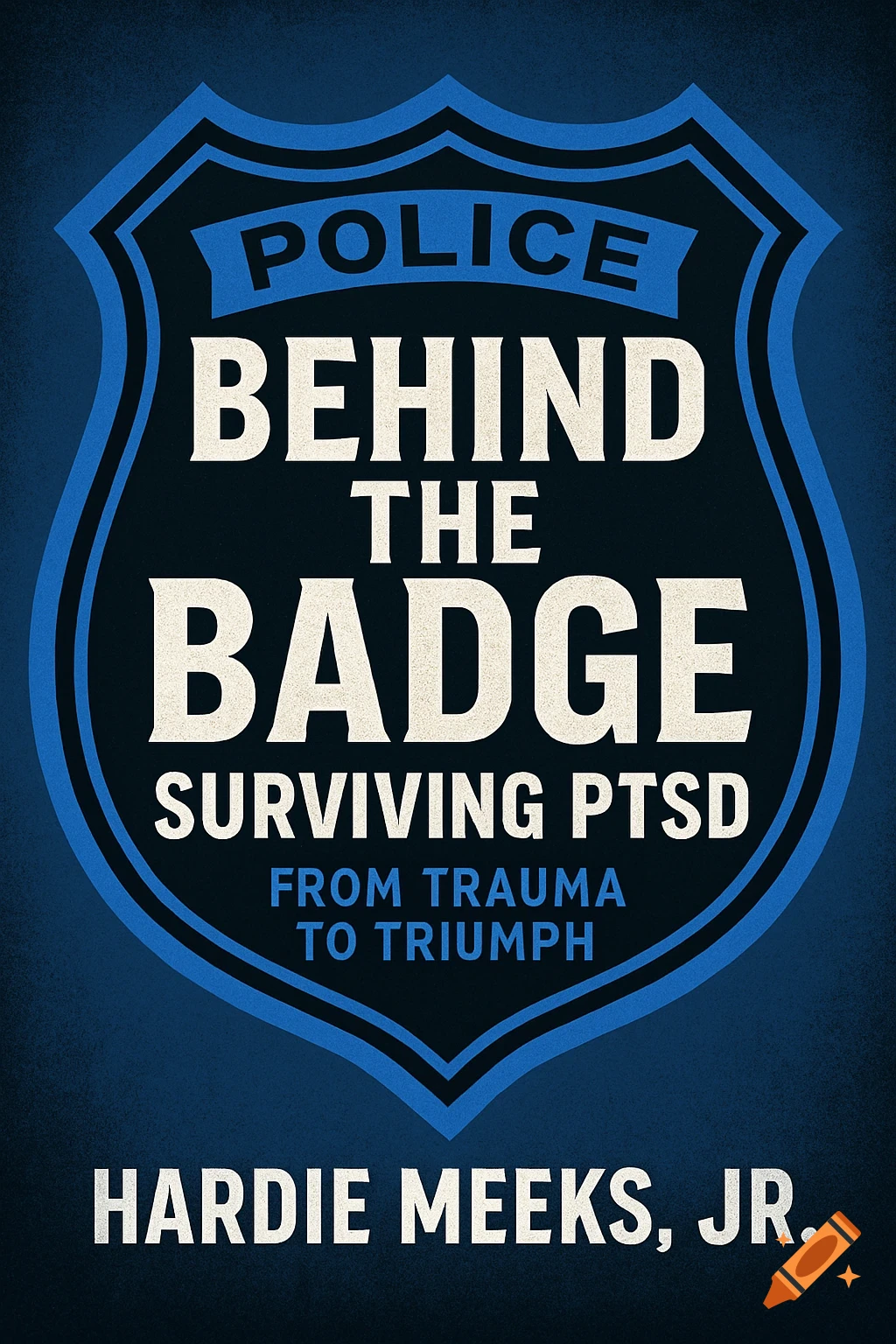Book cover for "Behind the Badge Surviving PTSD" featuring a police badge.