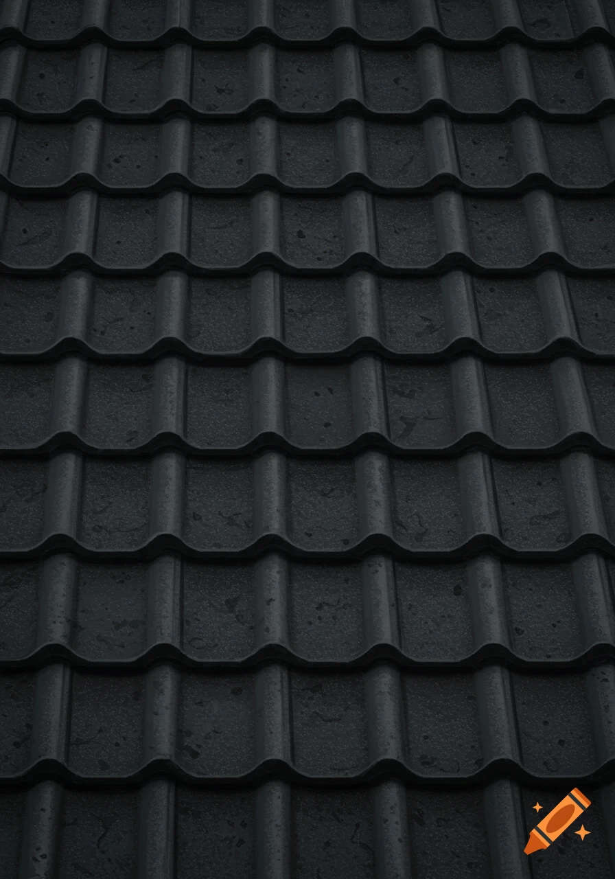 Close up of dark grey roof tiles