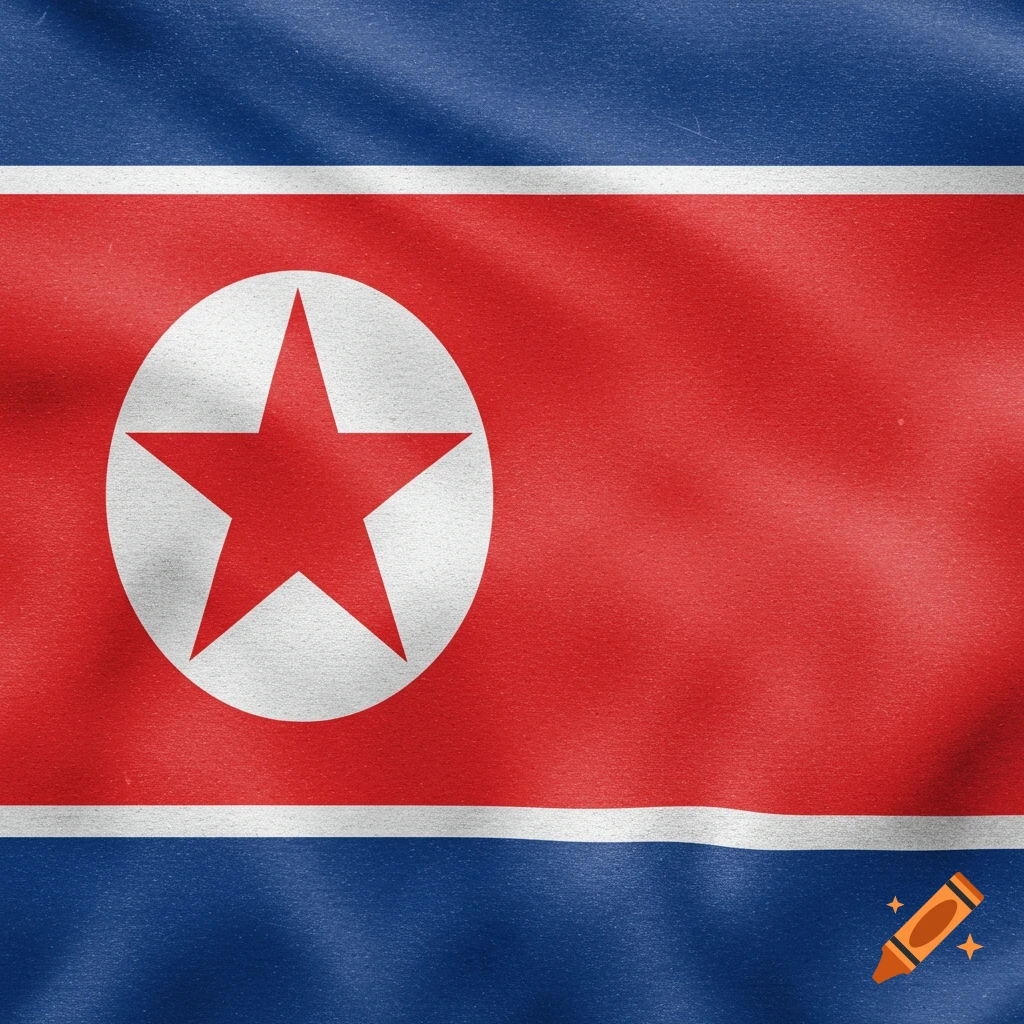 The national flag of North Korea.