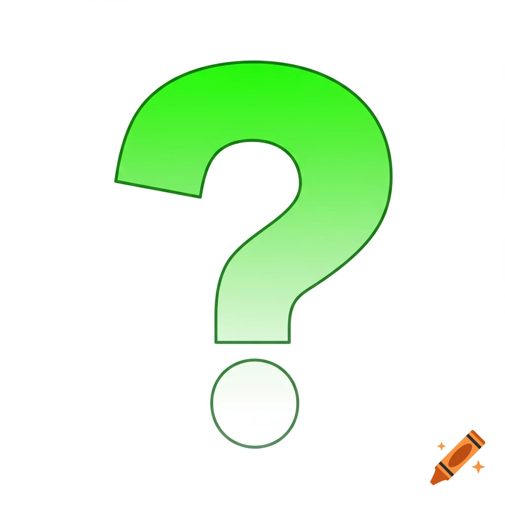 A green gradient question mark icon on a white background.