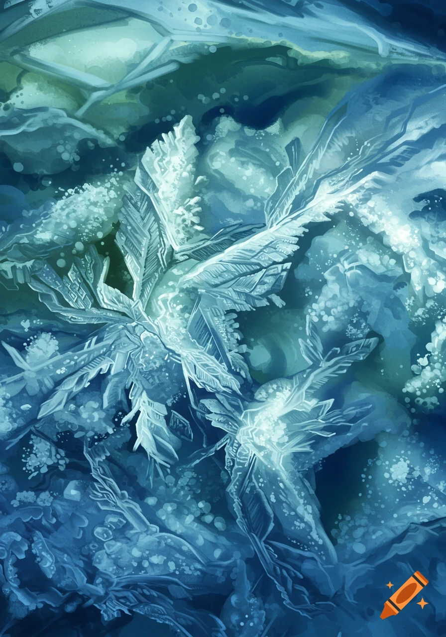 Close-up of intricate ice crystals