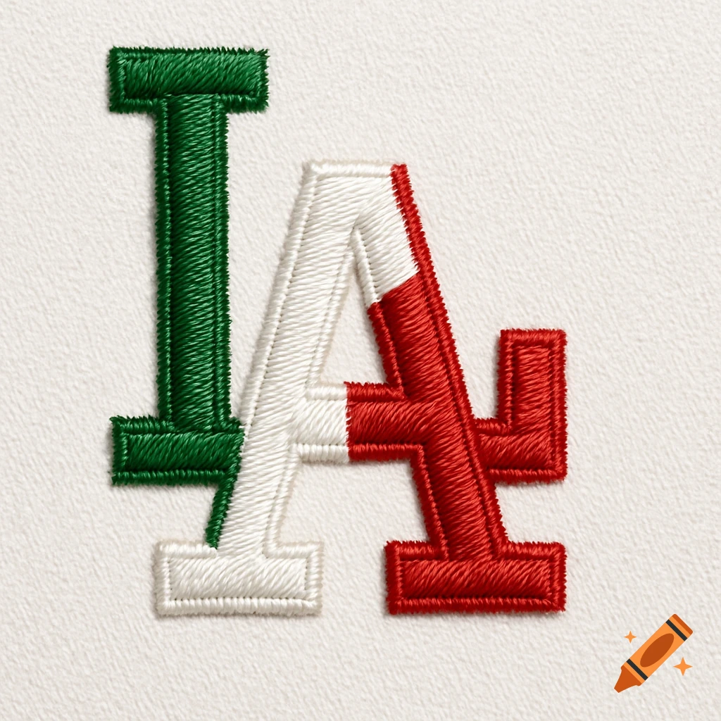 Embroidered LA logo with green, white, and red flag colors.