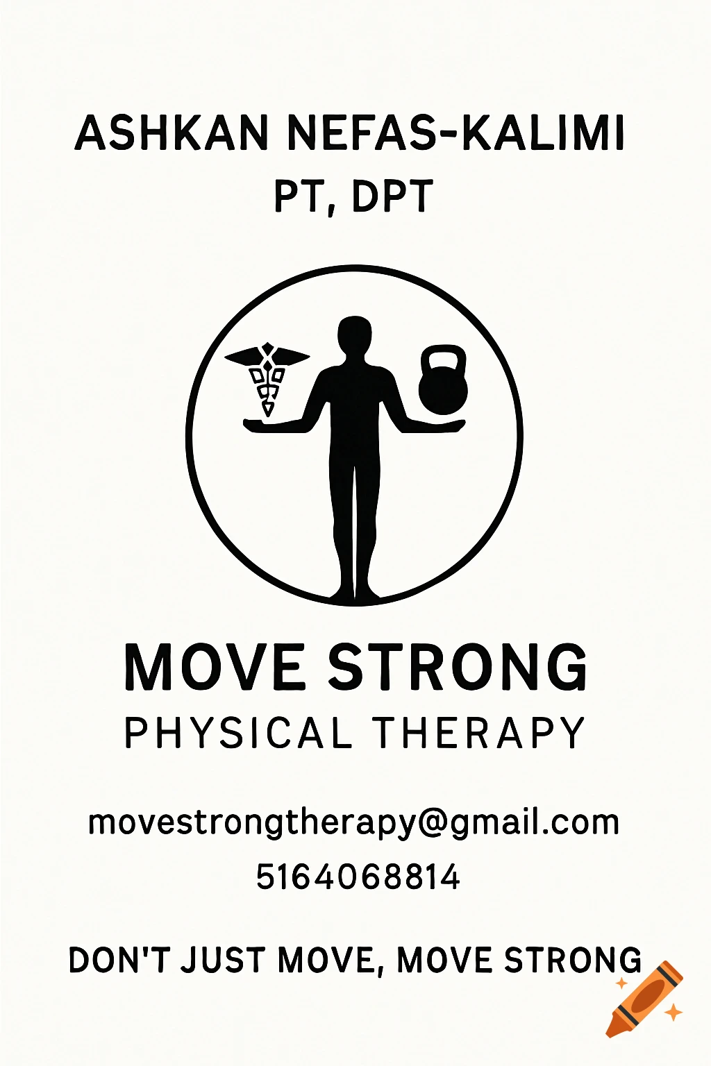 Minimalist black and white logo and text for a physical therapy practice.
