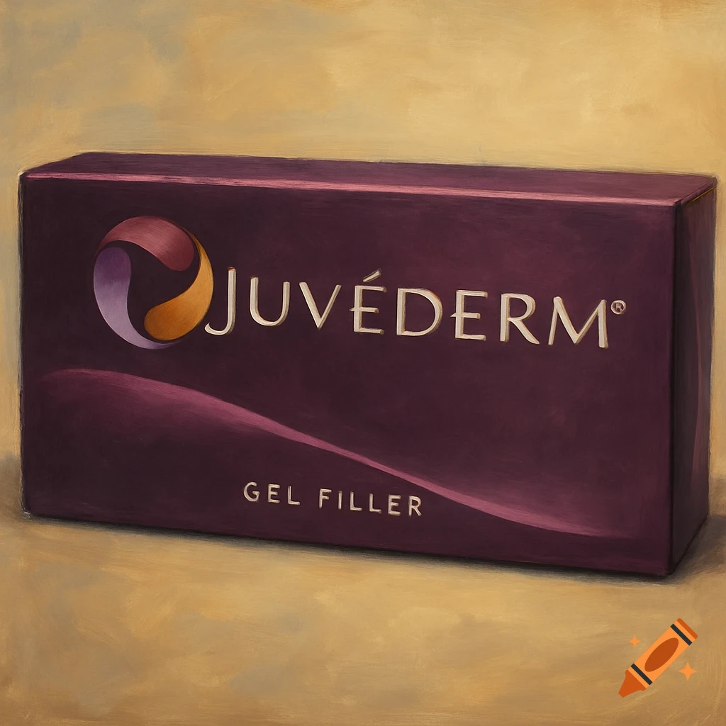 Painterly rendering of a purple box labeled JUV GEL FILLER.