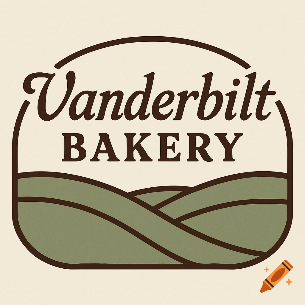 Vector logo for Vanderbilt Bakery featuring the name and rolling hills graphic.