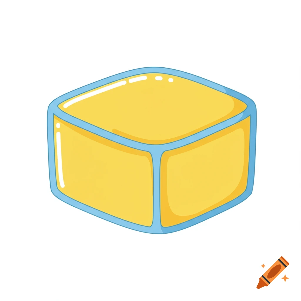 Draw Yellow Box A yellow box with light blue outline and curved edges, in a cartoon ...
