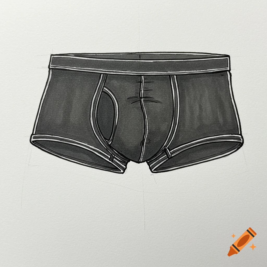 A drawing of black men's boxer briefs.