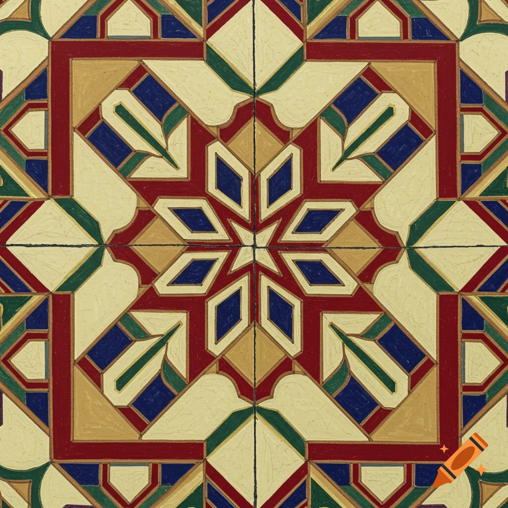 Colorful geometric tile pattern with star design.