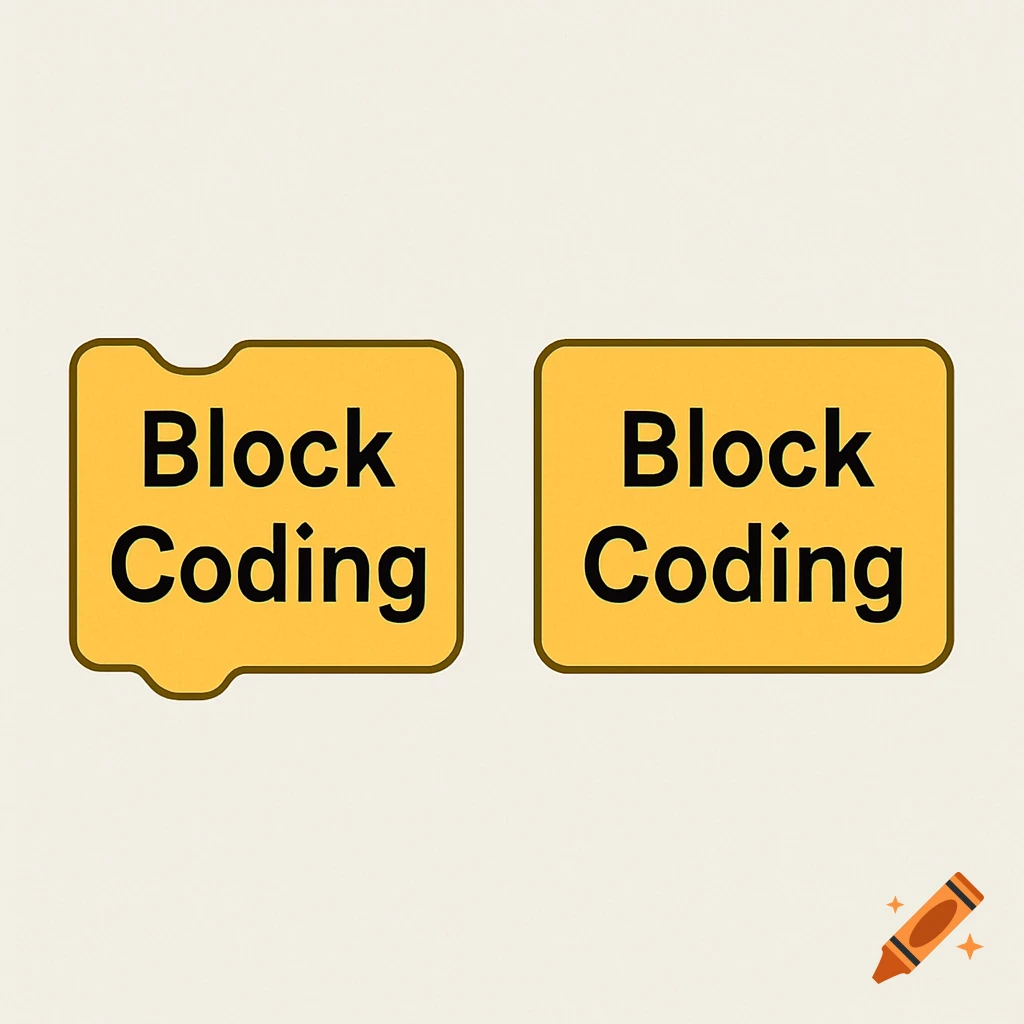Two yellow blocks with 'Block Coding' written on them, side by side.
