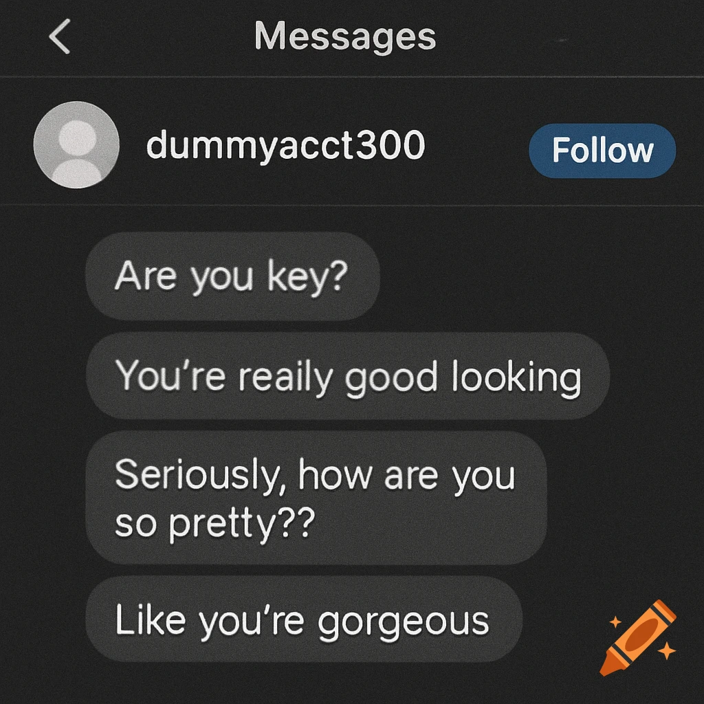 A fake screenshot of a messages app shows compliments and a question ...