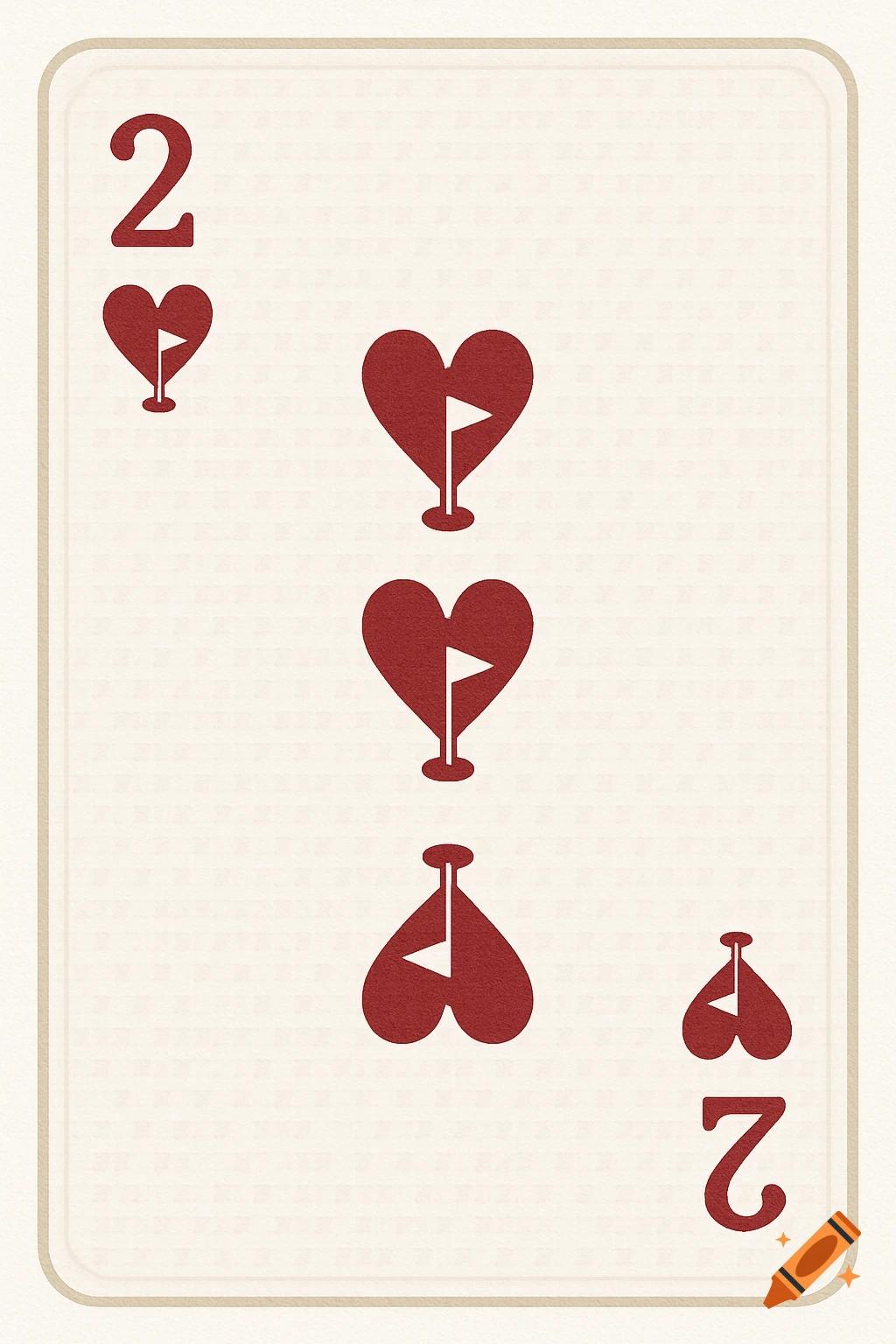 A playing card featuring the number 2 and golf-themed heart symbols.