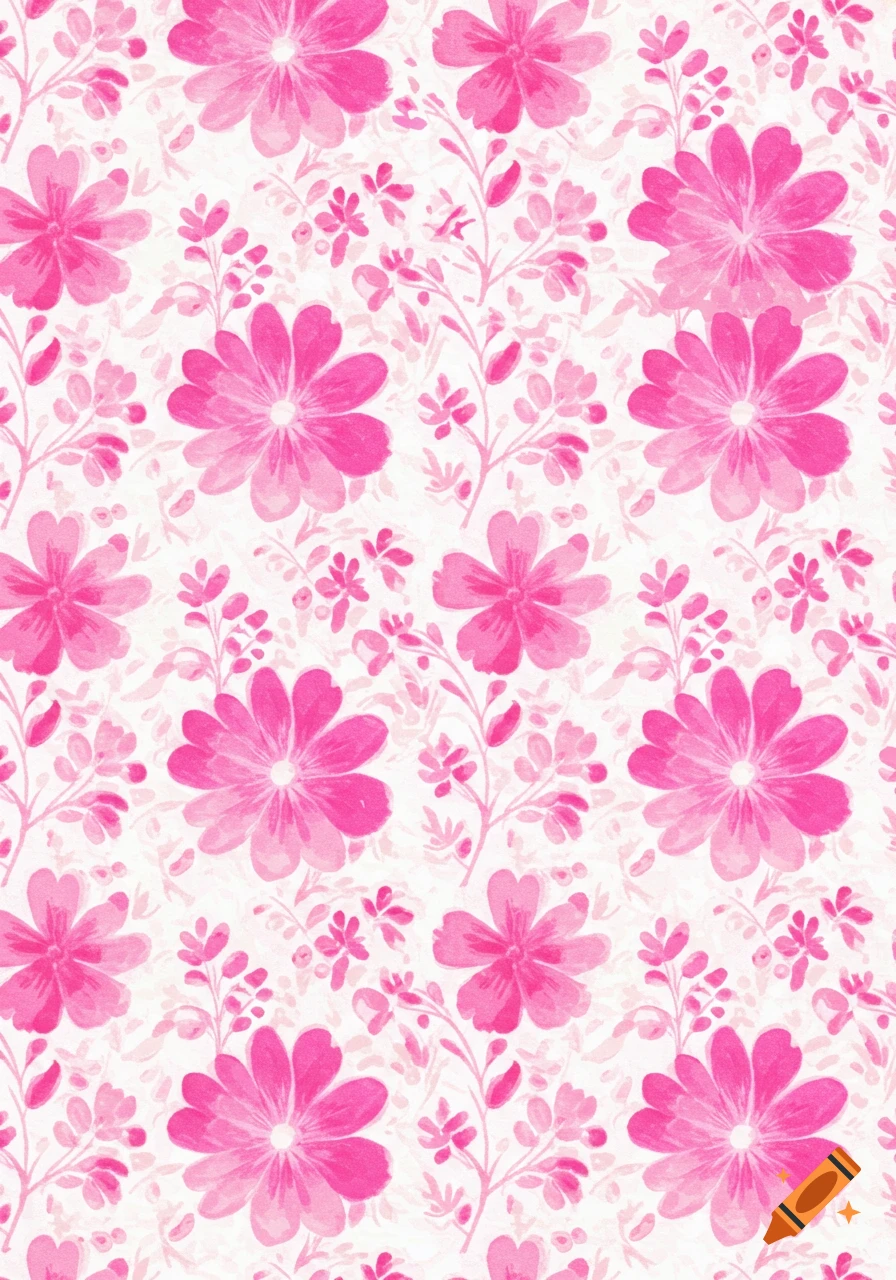 Pink floral pattern on white background.