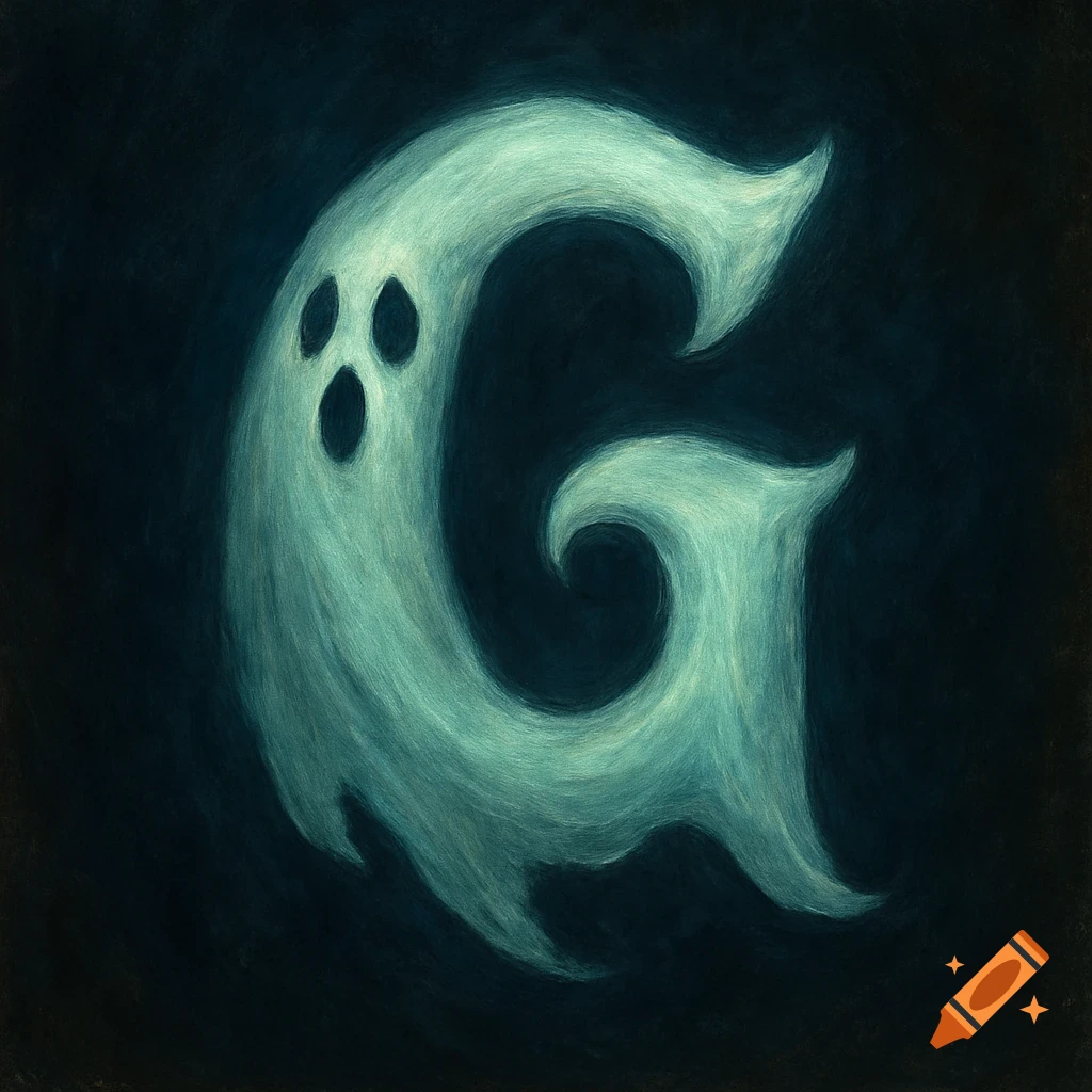 Spooky ghost stylized as the letter G.