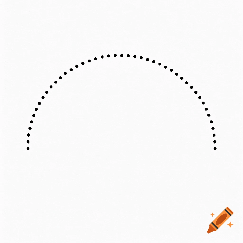 Arc of black dots on a white background.
