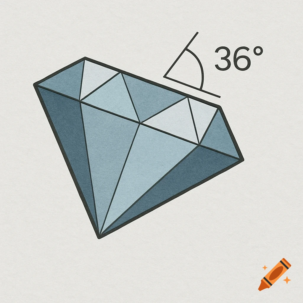 Illustration of a diamond with a 36 degree angle shown.