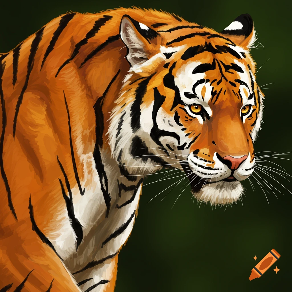 Close-up illustration of a tiger.