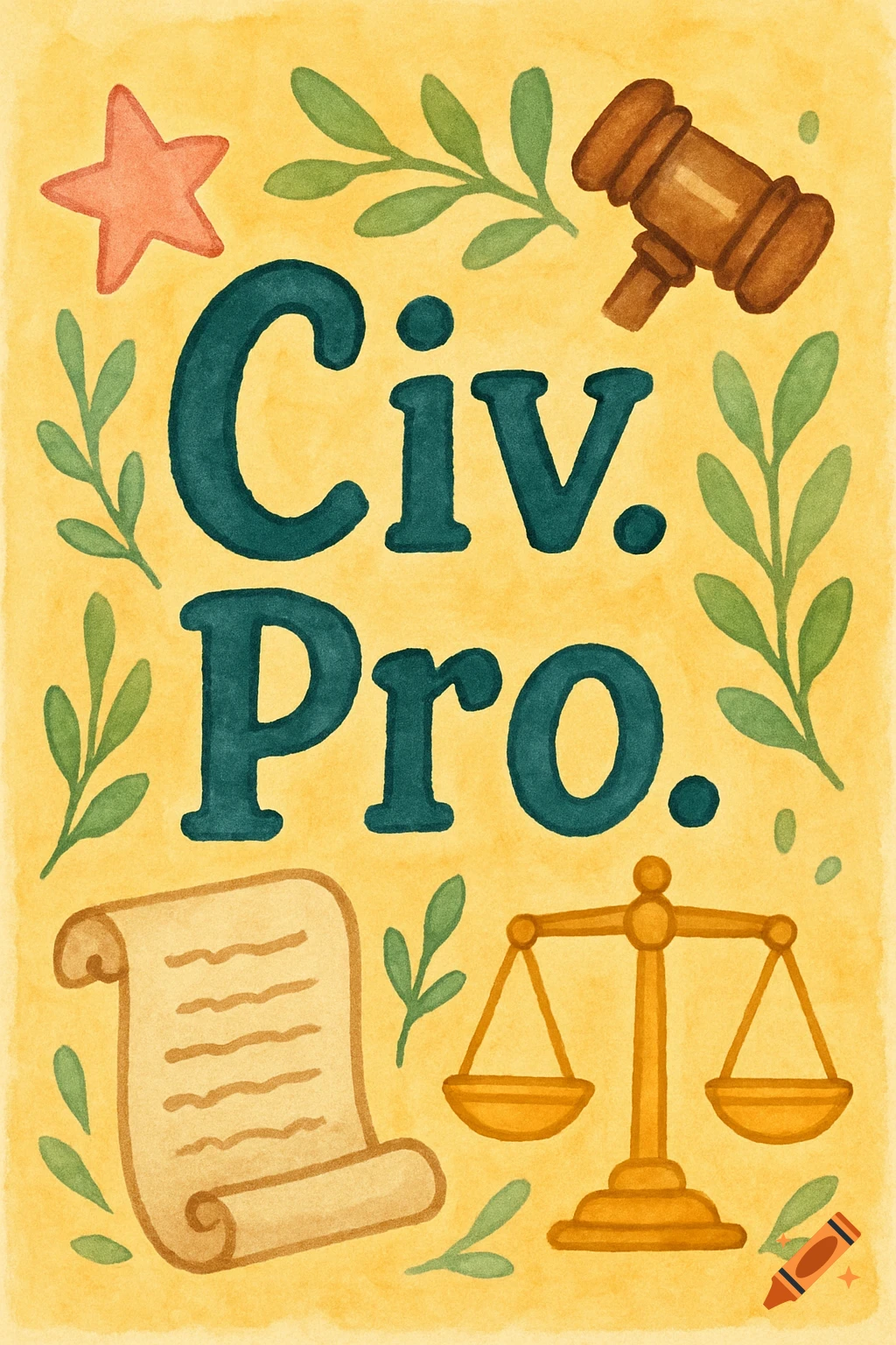 Cute watercolor flyer for Civ. Pro. with law symbols