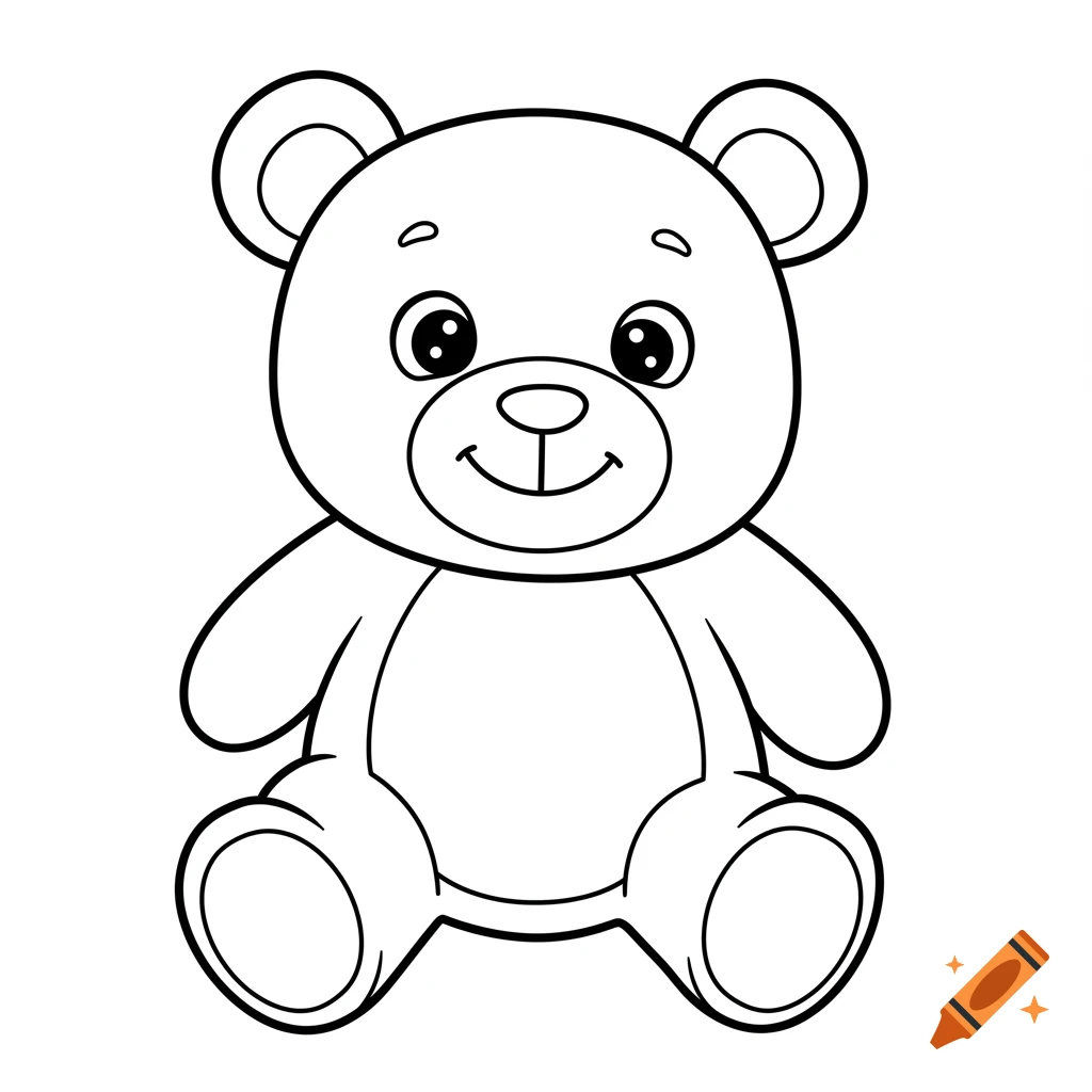 Outline drawing of a teddy bear for a coloring book