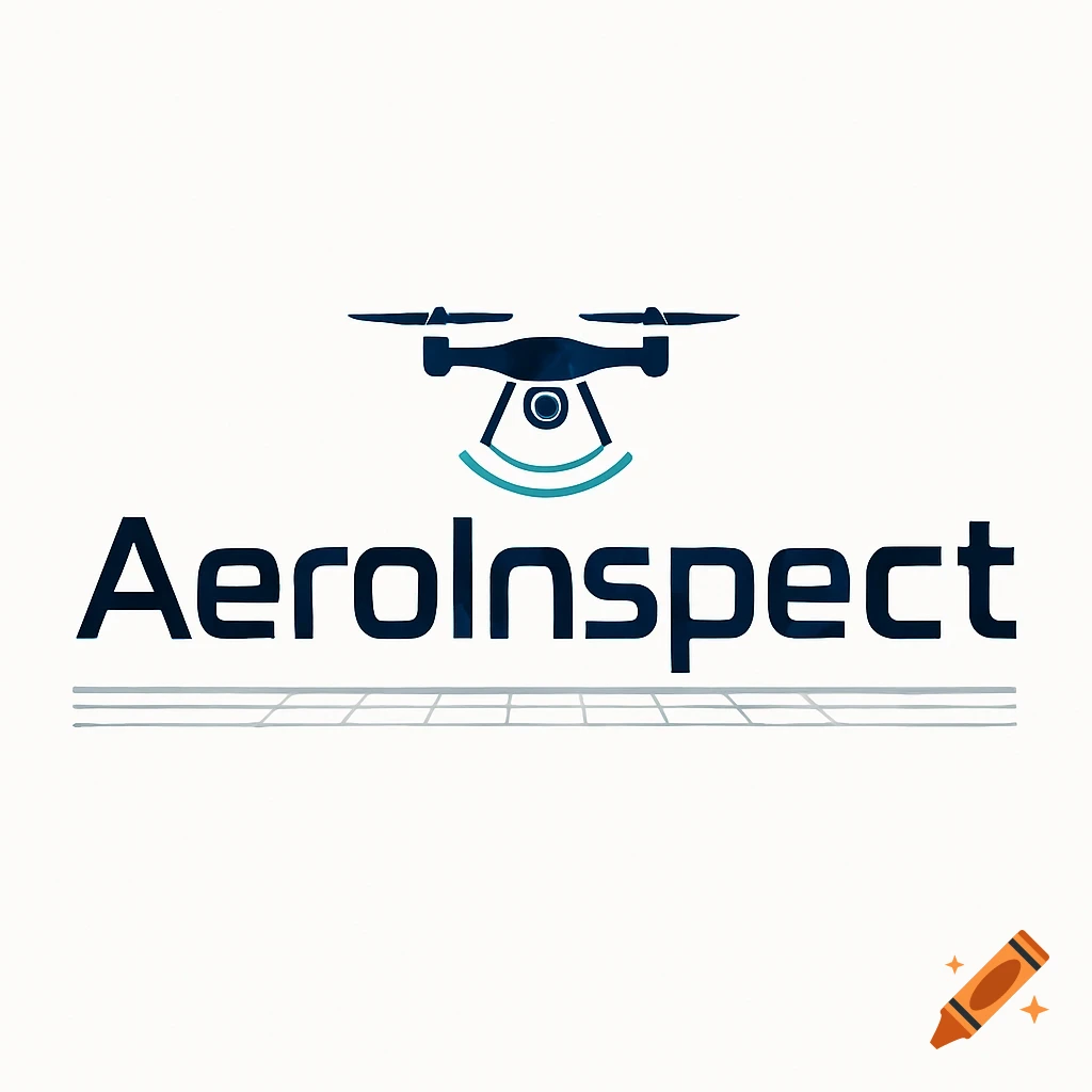 Logo with a drone icon above the text "AeroInspect", with a grid pattern below.