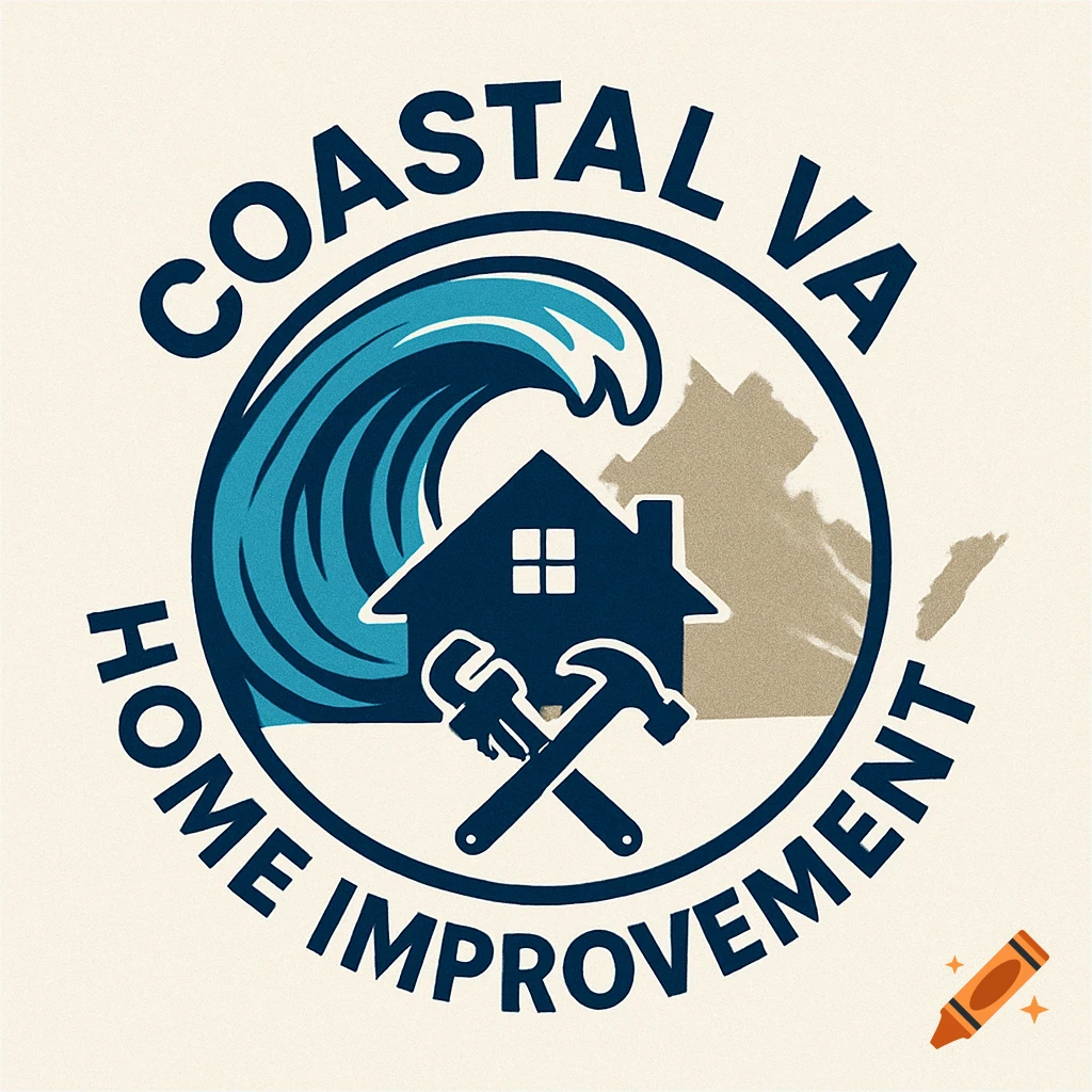 A logo with a wave, house, wrench, hammer, and outline of Virginia, with "Coastal VA Home Improvement" text.