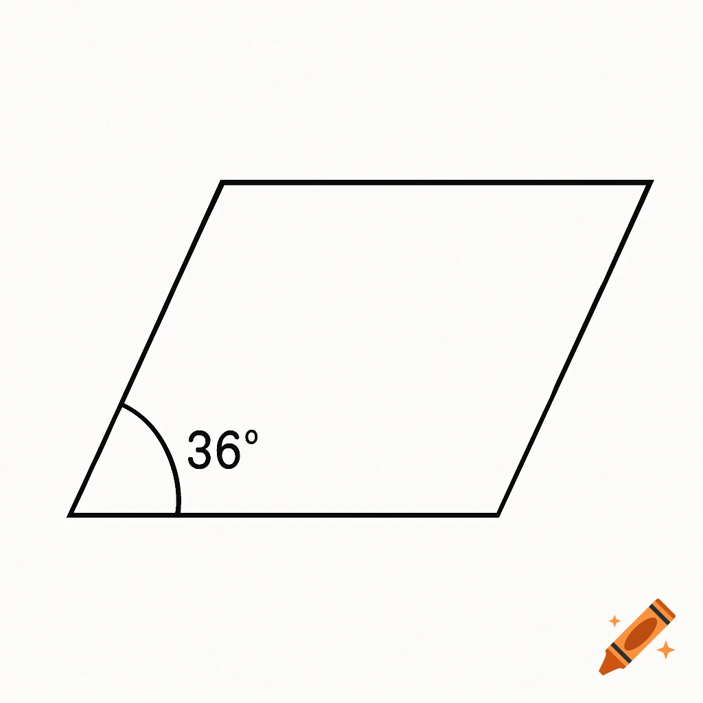 A parallelogram with one interior angle marked as 36 degrees.