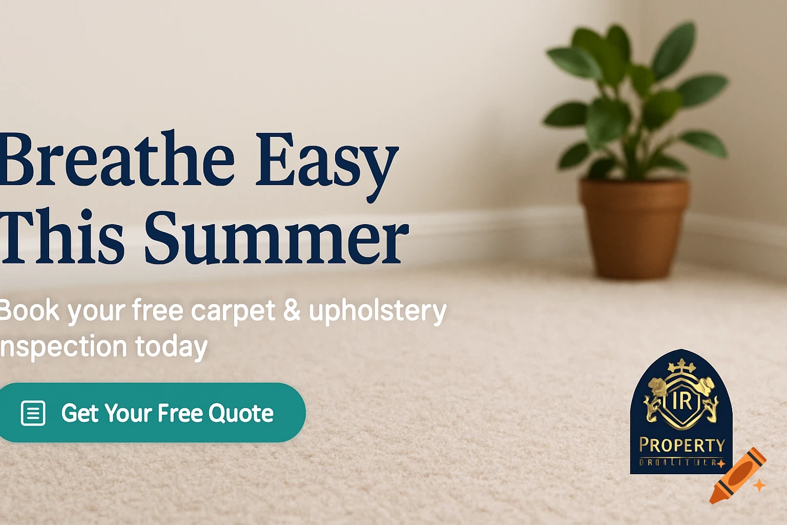 Banner advertisement for carpet cleaning with text 'Breathe Easy This Summer' and a call to action button.