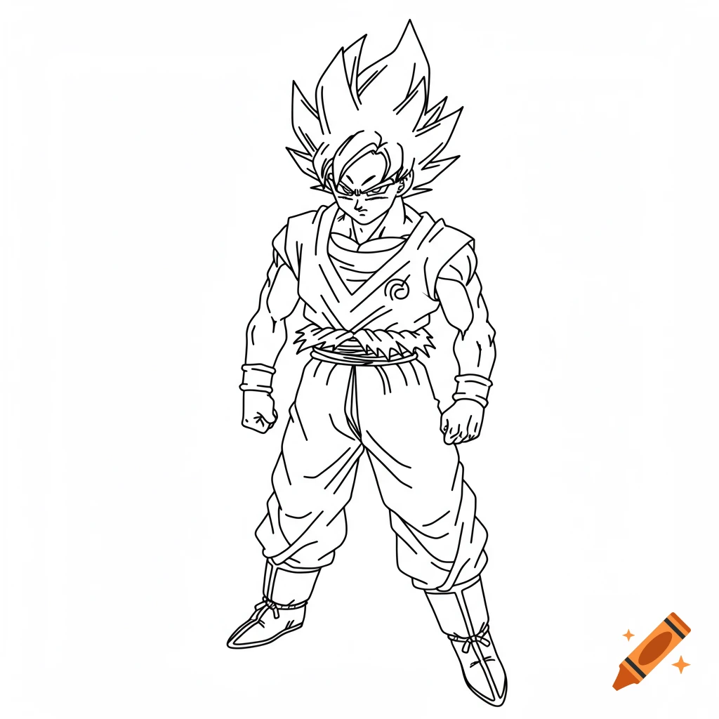 Line art of Goku as a Super Saiyan