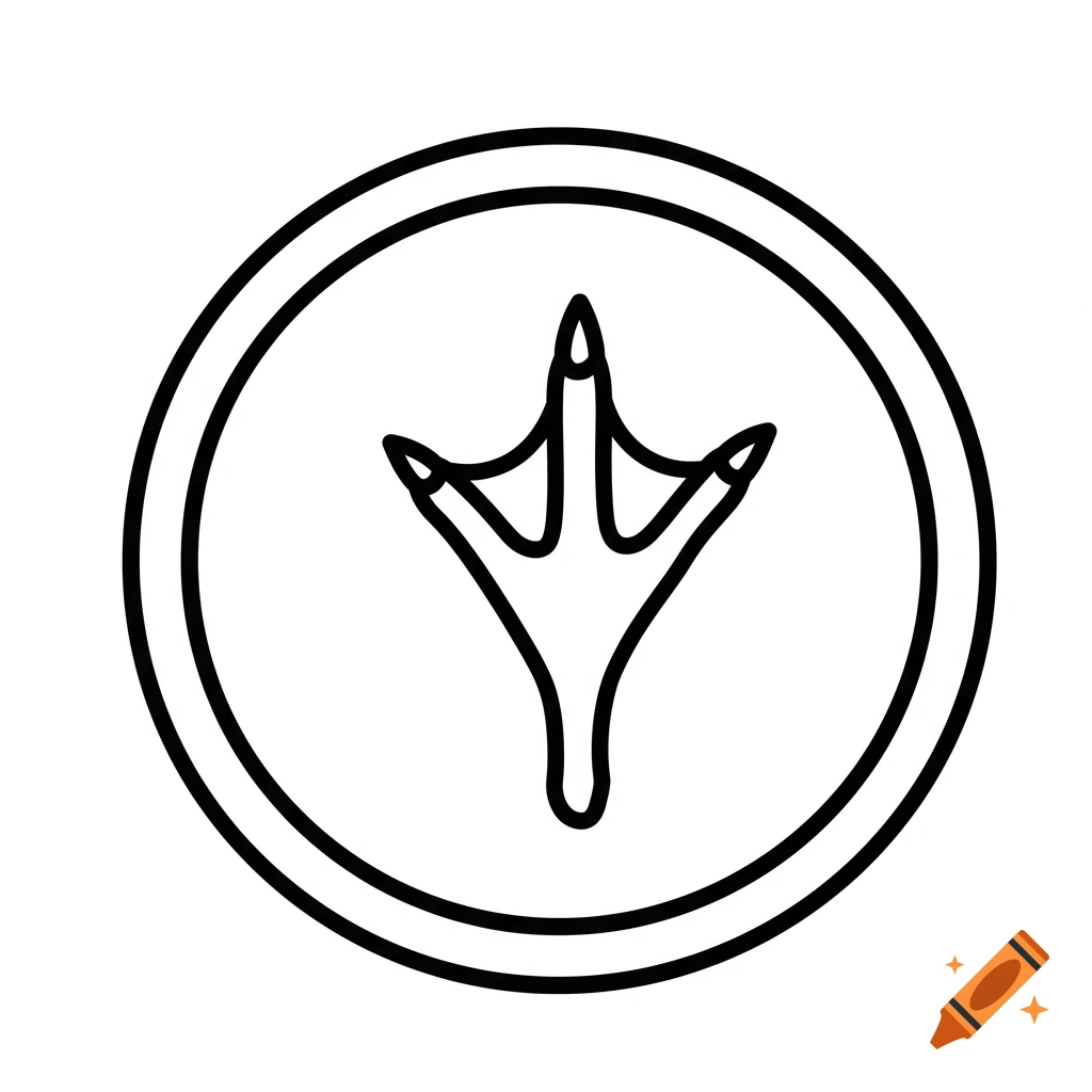 Black and white clip art of a turkey footprint inside a circle.