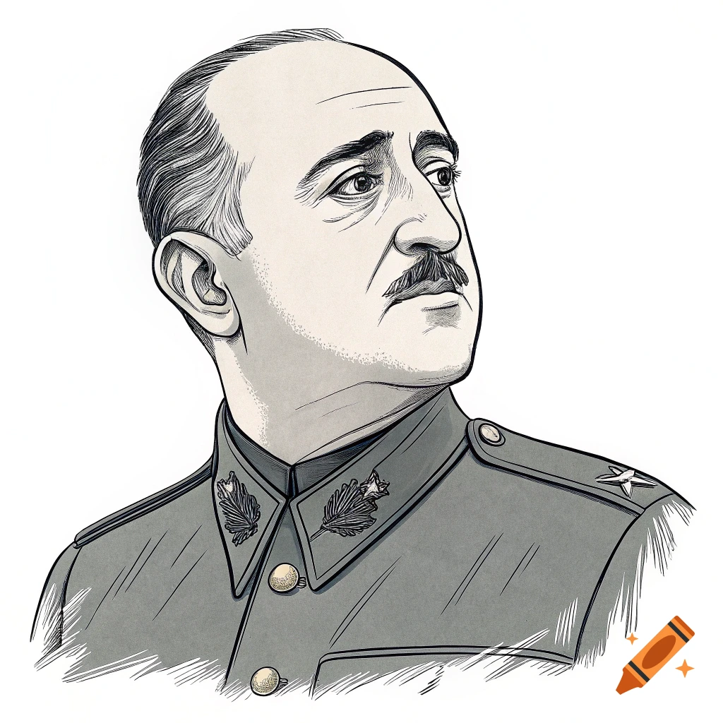 Drawing of Francisco Franco in uniform